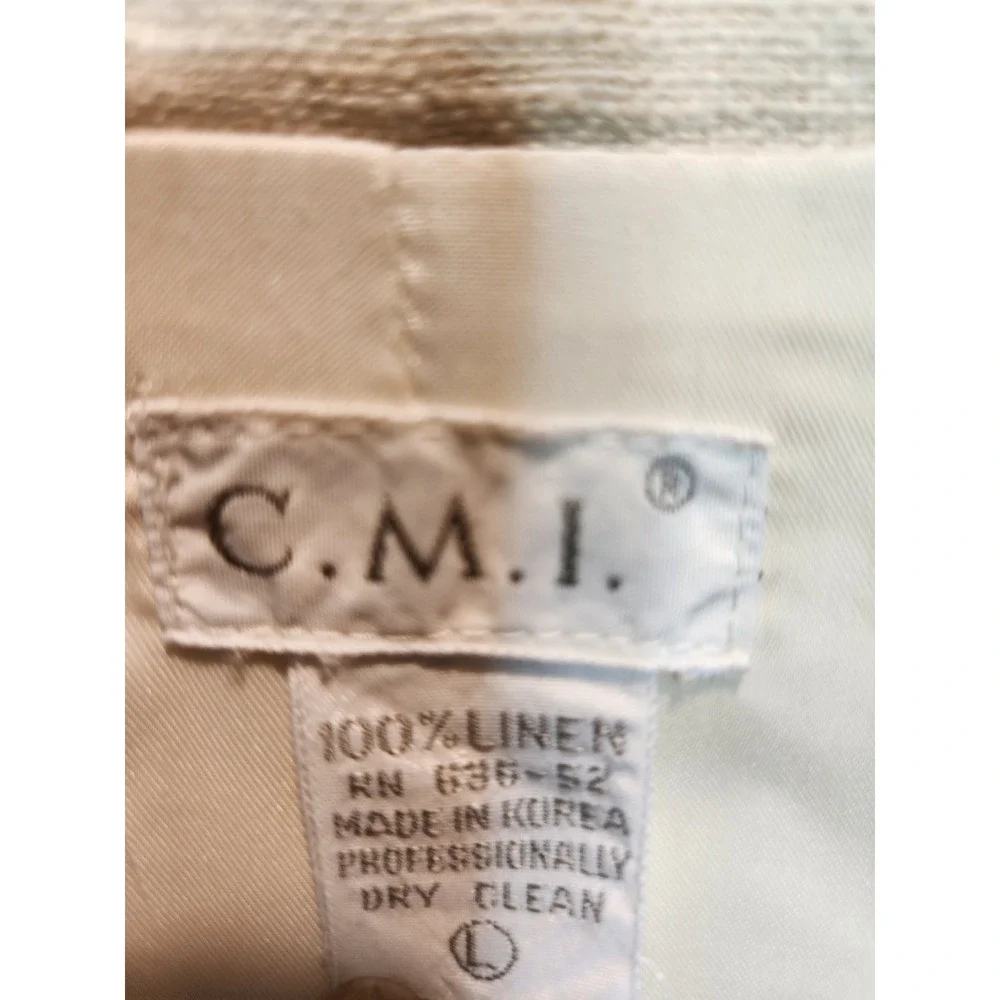 Vintage C.M.I. Cream 100% Linen Blazer Jacket‎ Beige  Large Single Button unisex